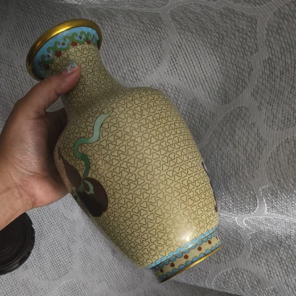 Cloisonne Vase with Wooden Stand - Picture 6 of 10